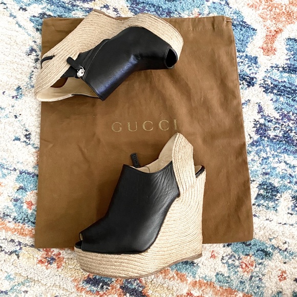 Gucci leather platform espadrille sandals 37 - Picture 10 of 12